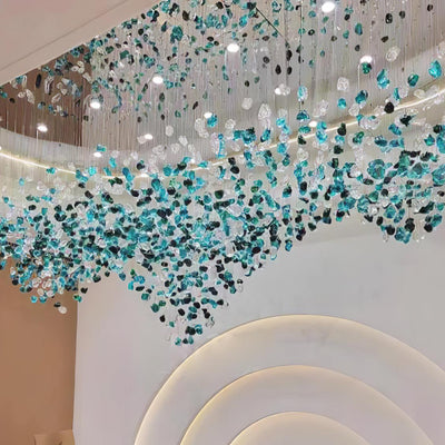 Polychrome Mineral Quartz Cascade Chandelier
