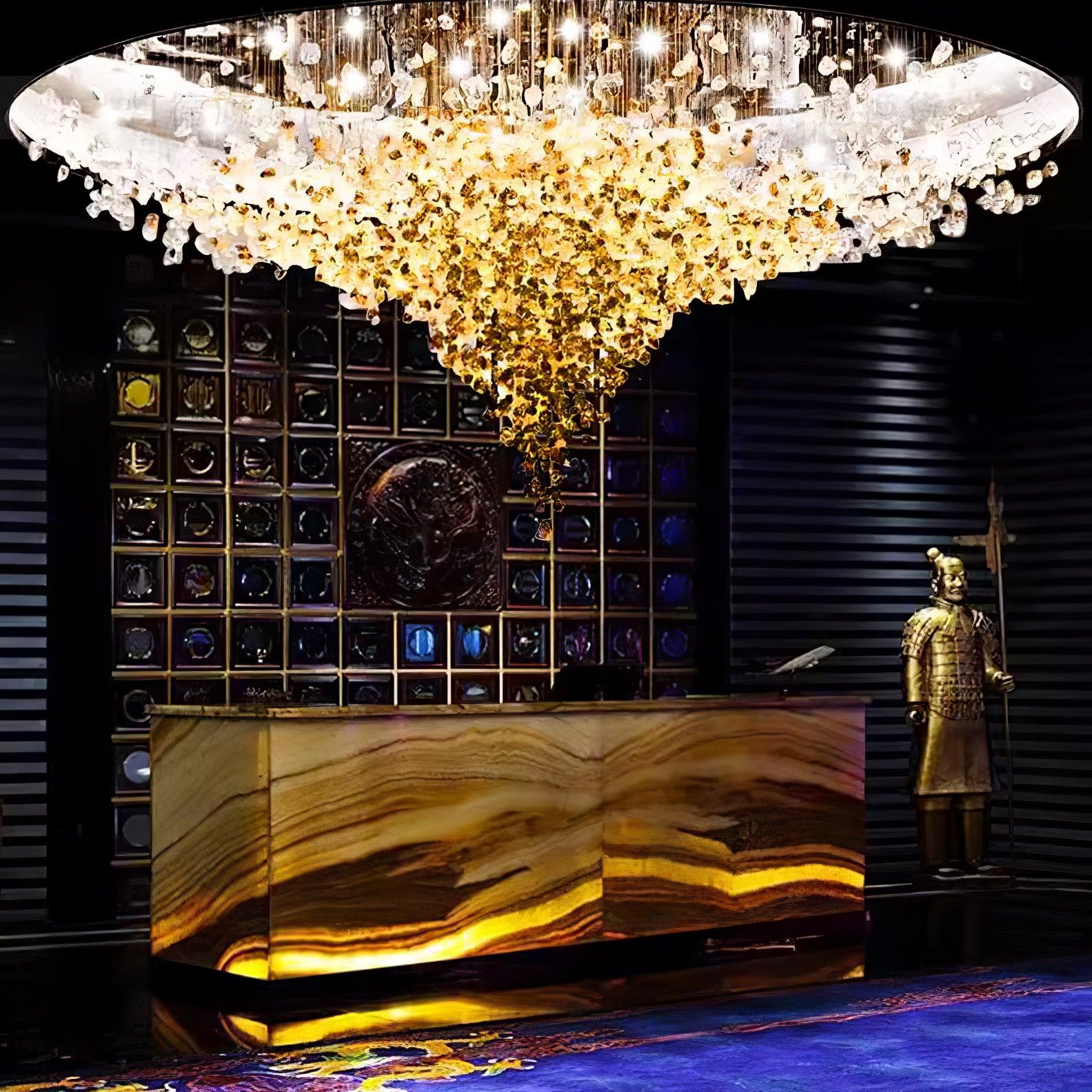Belora Postmodern Luxury Stone Crystal Chandelier