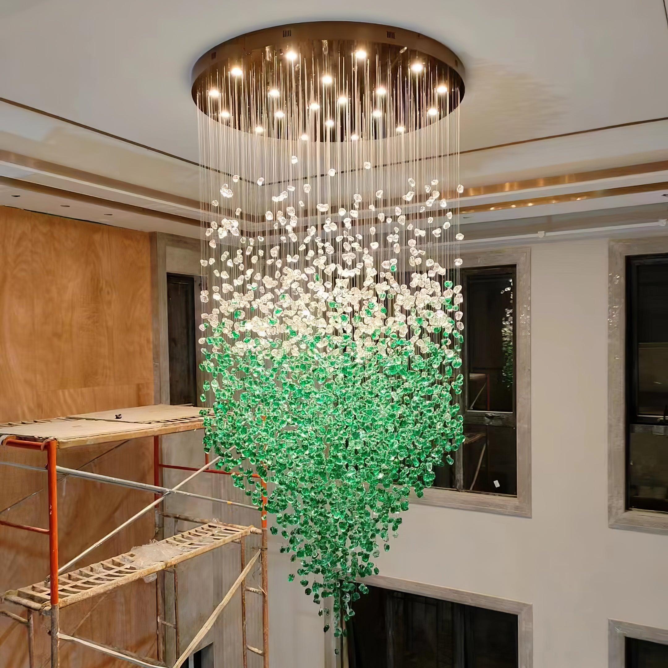 Polychrome Mineral Quartz Cascade Chandelier