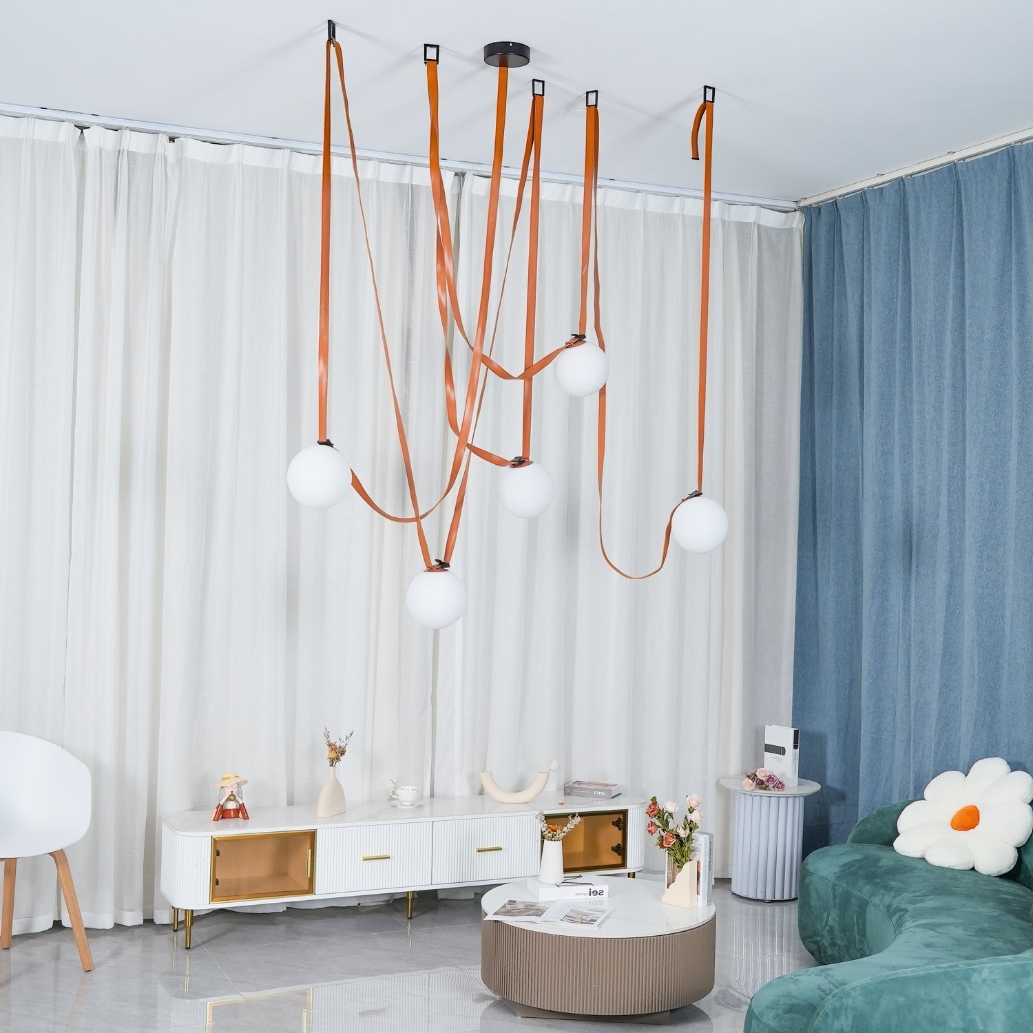 Velinenne Pendant Lamp Leather Belt Glass