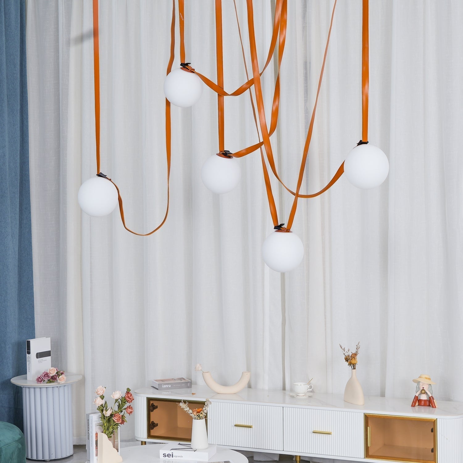 Velinenne Pendant Lamp Leather Belt Glass