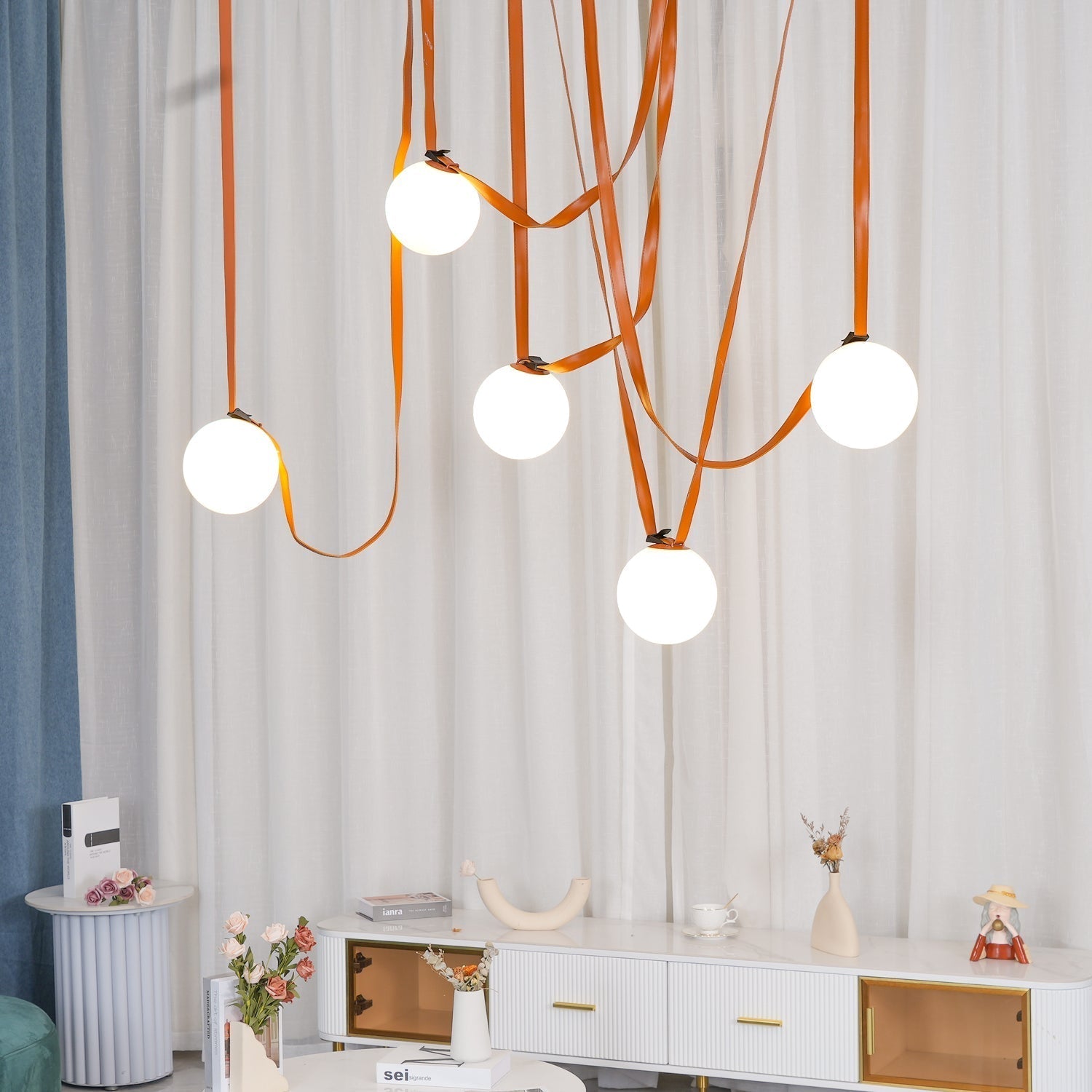 Velinenne Pendant Lamp Leather Belt Glass