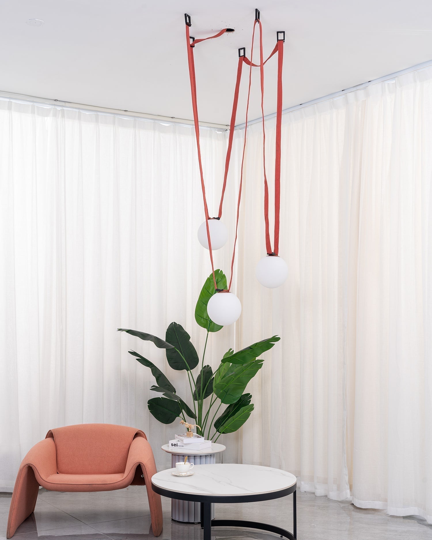 Velinenne Pendant Lamp Leather Belt Glass