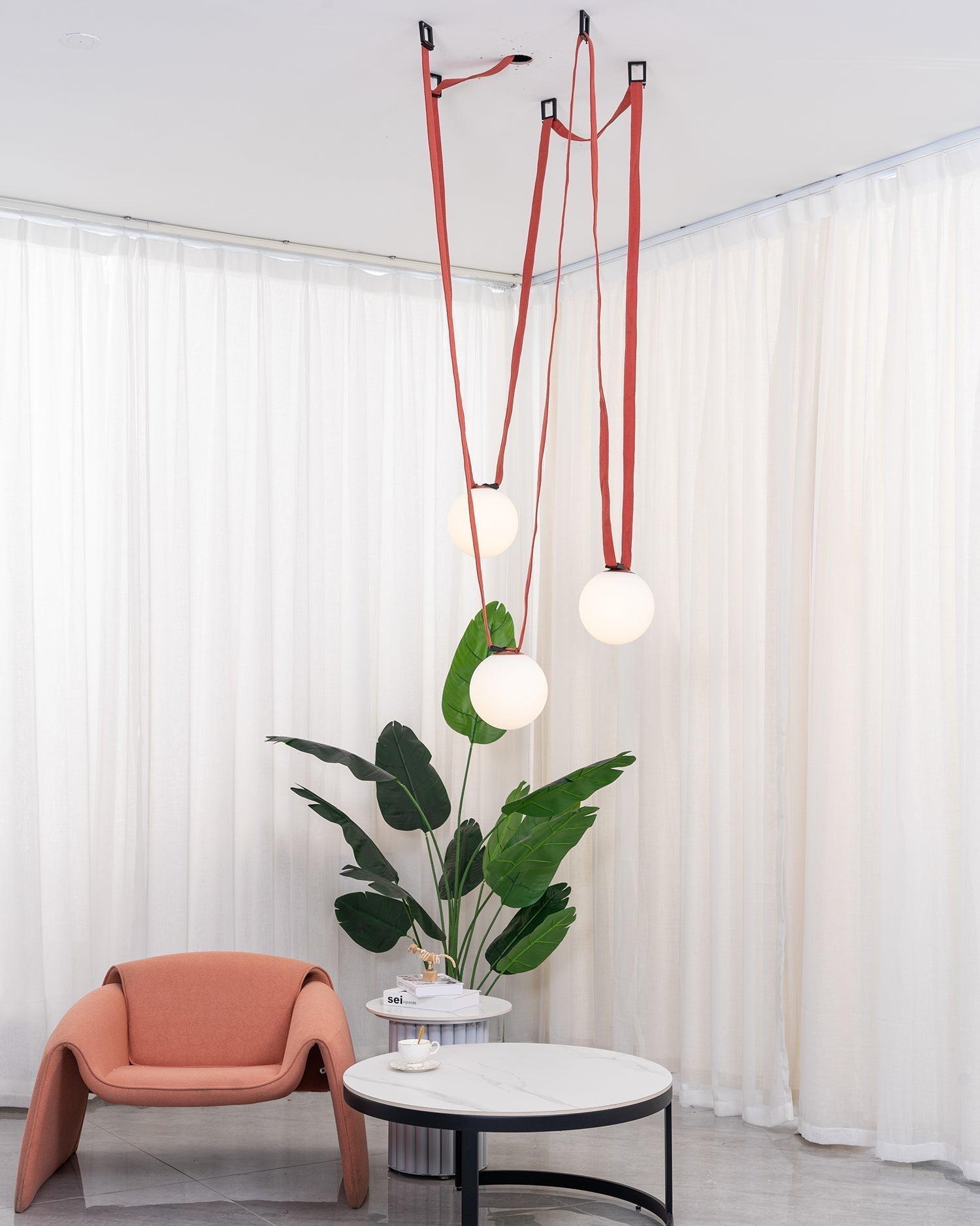 Velinenne Pendant Lamp Leather Belt Glass