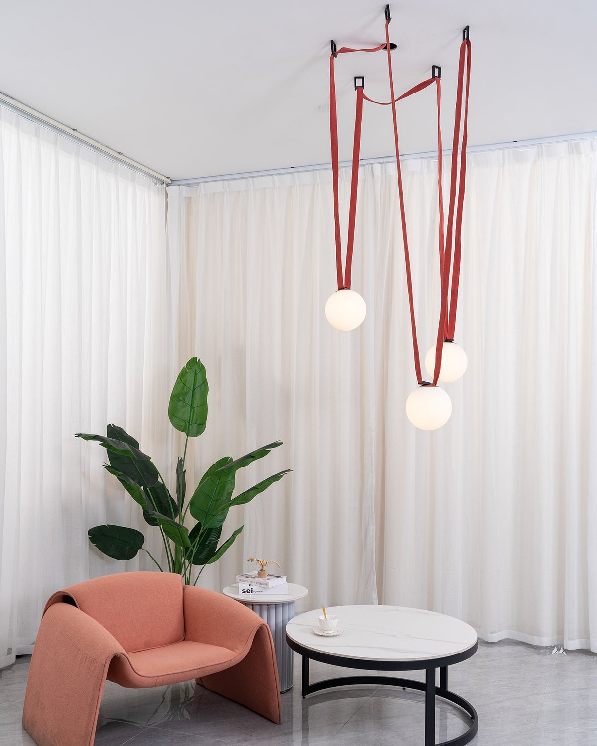Velinenne Pendant Lamp Leather Belt Glass