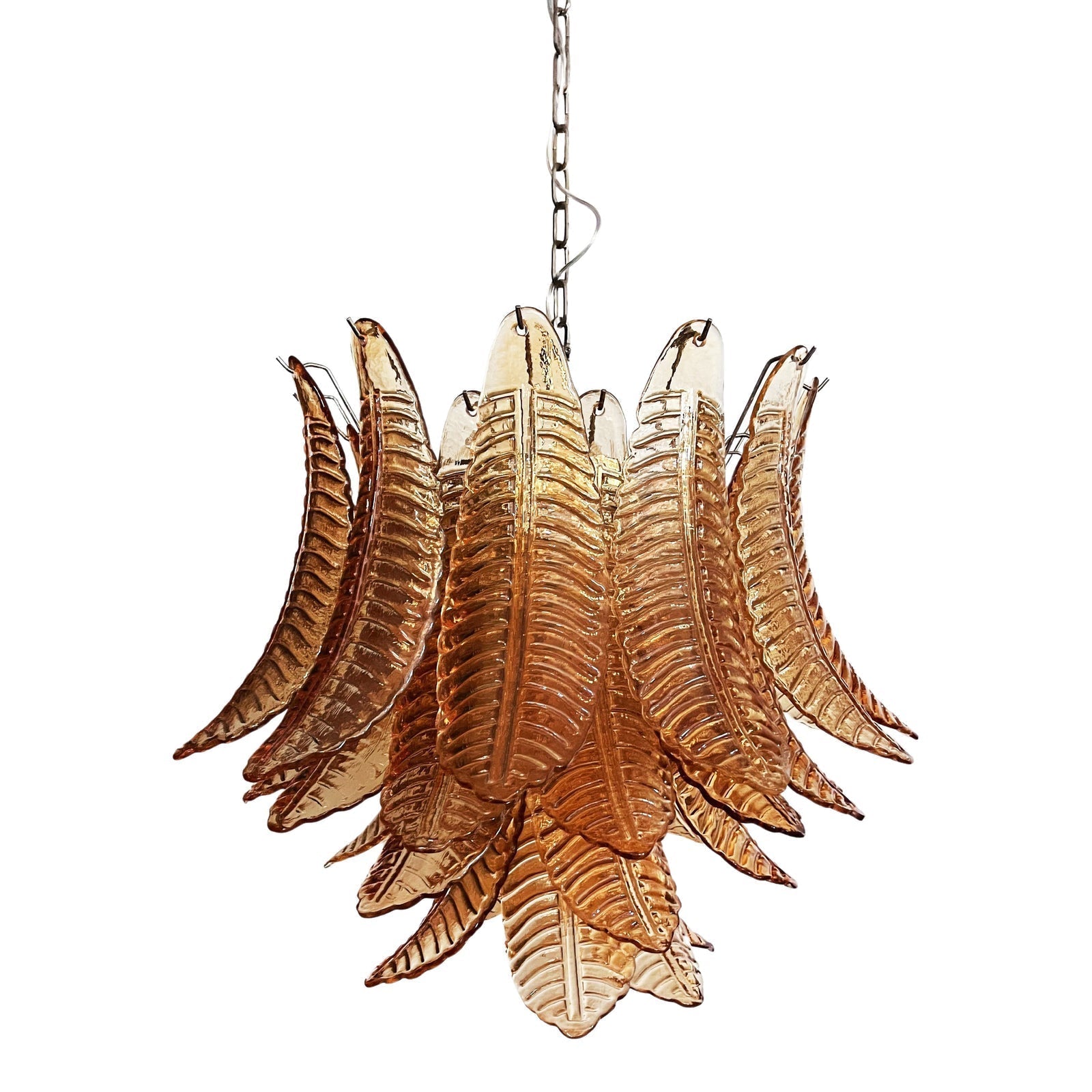 Lioreelle Chandelier Amber Leaf Glass Layered Venetian Elegance