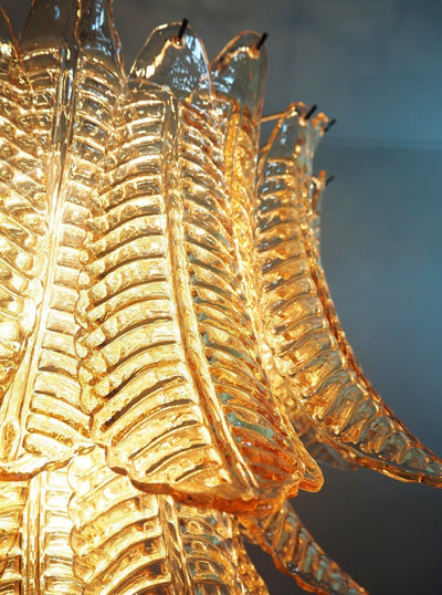 Lioreelle Chandelier Amber Leaf Glass Layered Venetian Elegance