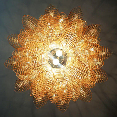 Lioreelle Chandelier Amber Leaf Glass Layered Venetian Elegance