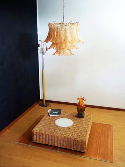 Lioreelle Chandelier Amber Leaf Glass Layered Venetian Elegance
