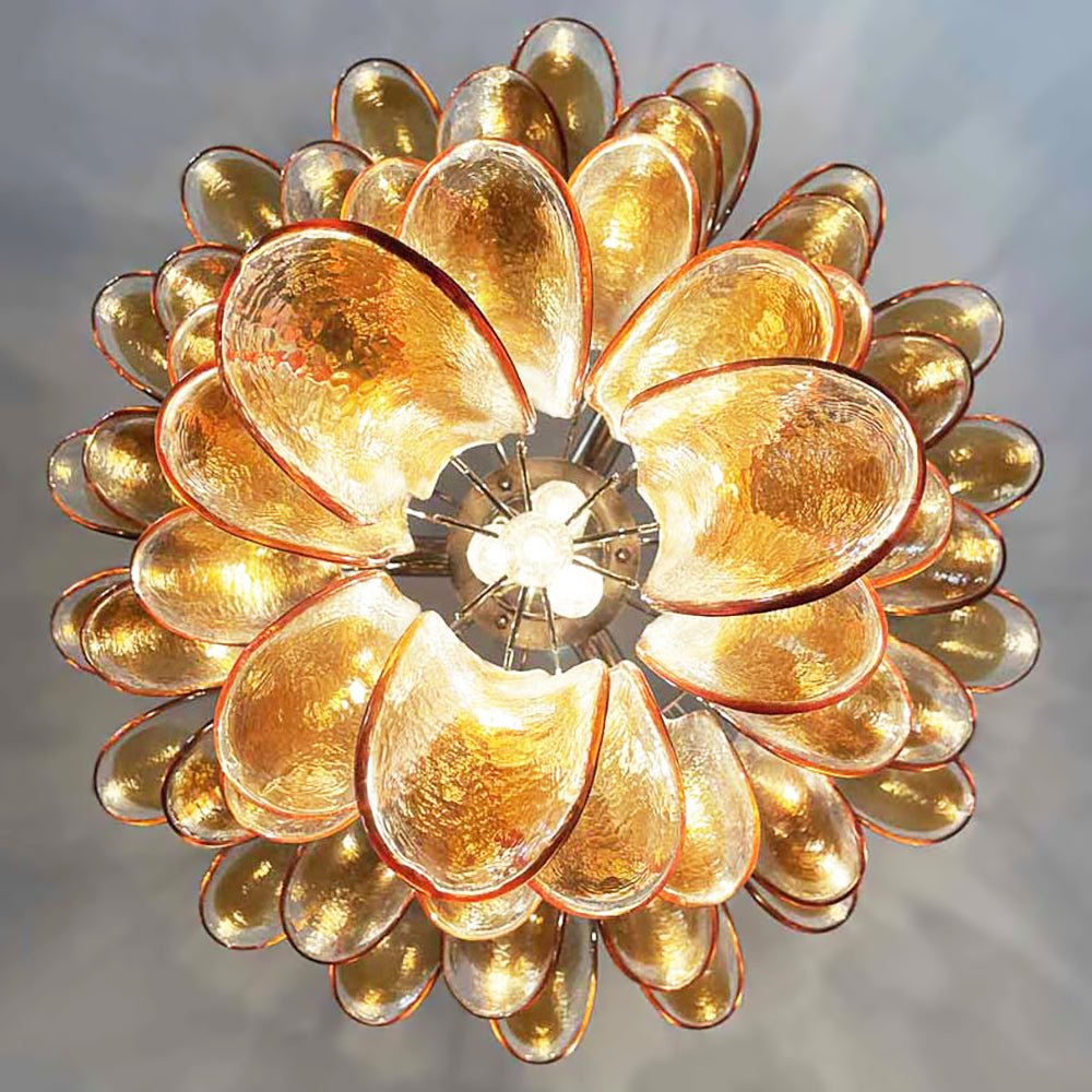 Maelric Amber Glass Petals Chandelier