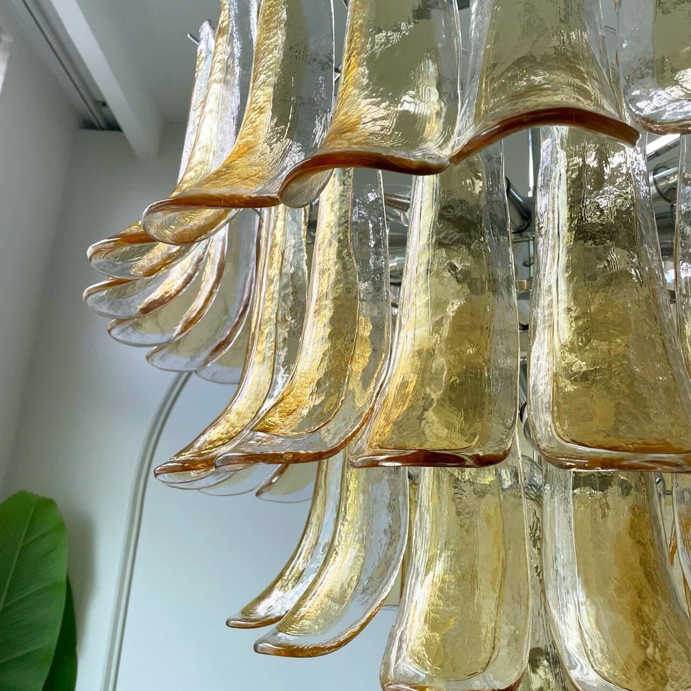 Maelric Amber Glass Petals Chandelier