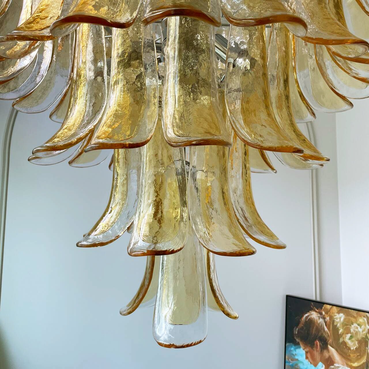 Maelric Amber Glass Petals Chandelier