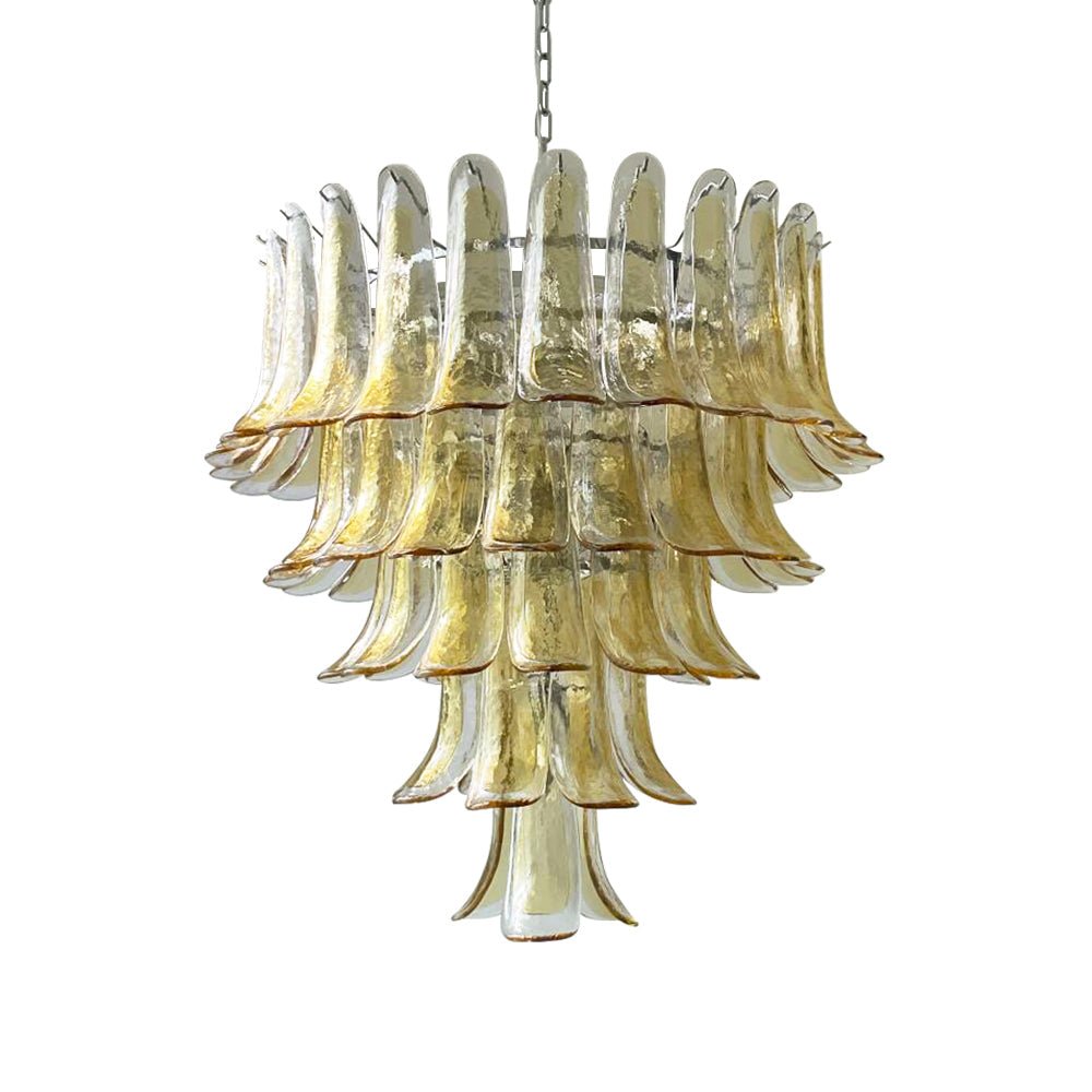Celorian Chandelier Amber Petals Murano Glass Layered Lotus