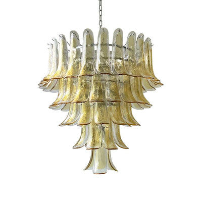 Celorian Chandelier Amber Petals Murano Glass Layered Lotus