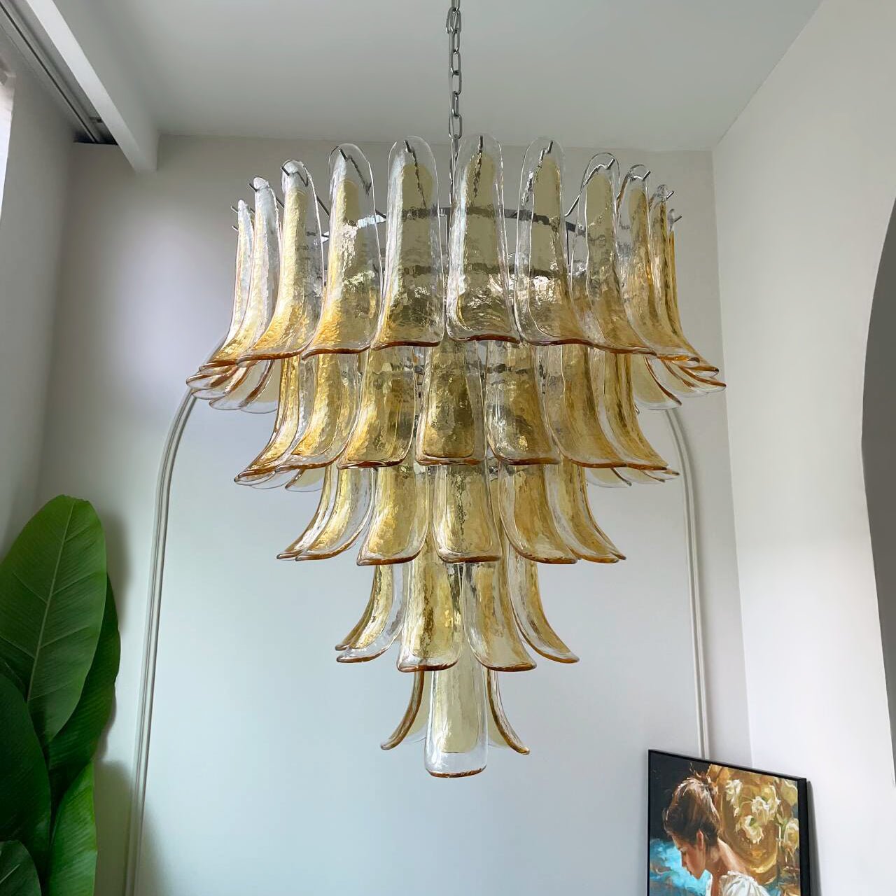 Maelric Amber Glass Petals Chandelier