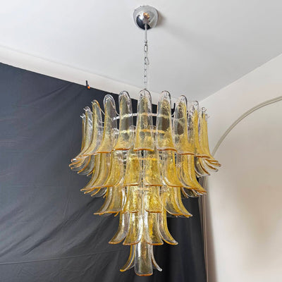 Celorian Chandelier Amber Petals Murano Glass Layered Lotus