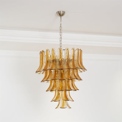 Liorisissa Chandelier Amber Lily Murano Glass Layered Centerpiece