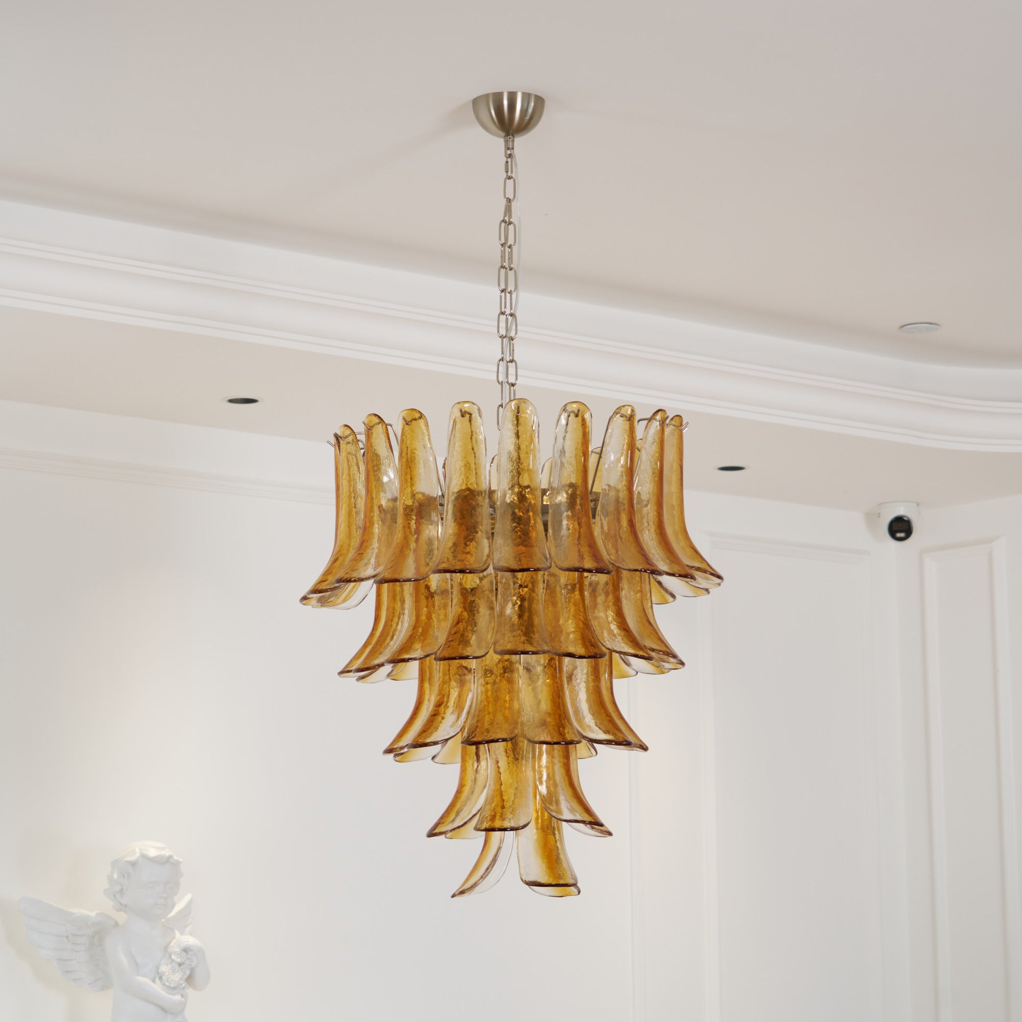 Liorisissa Chandelier Amber Lily Murano Glass Layered Centerpiece