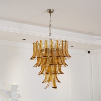 Liorisissa Chandelier Amber Lily Murano Glass Layered Centerpiece