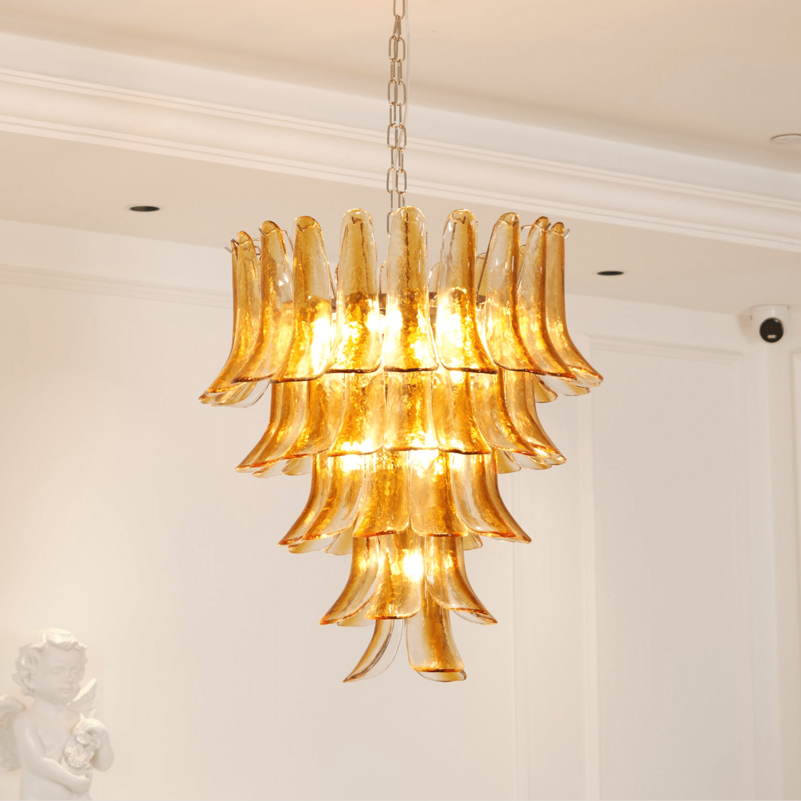 Liorisissa Chandelier Amber Lily Murano Glass Layered Centerpiece