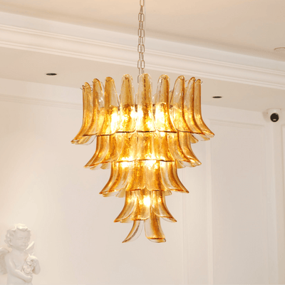 Liorisissa Chandelier Amber Lily Murano Glass Layered Centerpiece