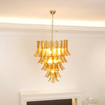 Liorisissa Chandelier Amber Lily Murano Glass Layered Centerpiece