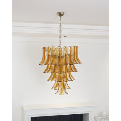 Liorisissa Chandelier Amber Lily Murano Glass Layered Centerpiece
