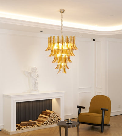 Liorisissa Chandelier Amber Lily Murano Glass Layered Centerpiece