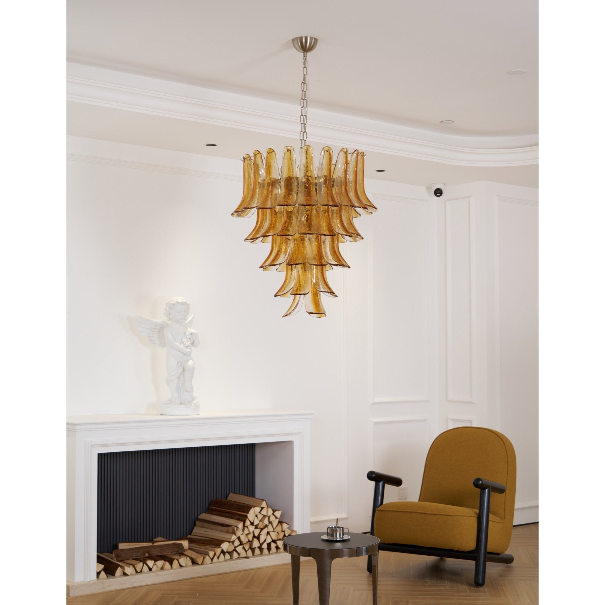 Liorisissa Chandelier Amber Lily Murano Glass Layered Centerpiece