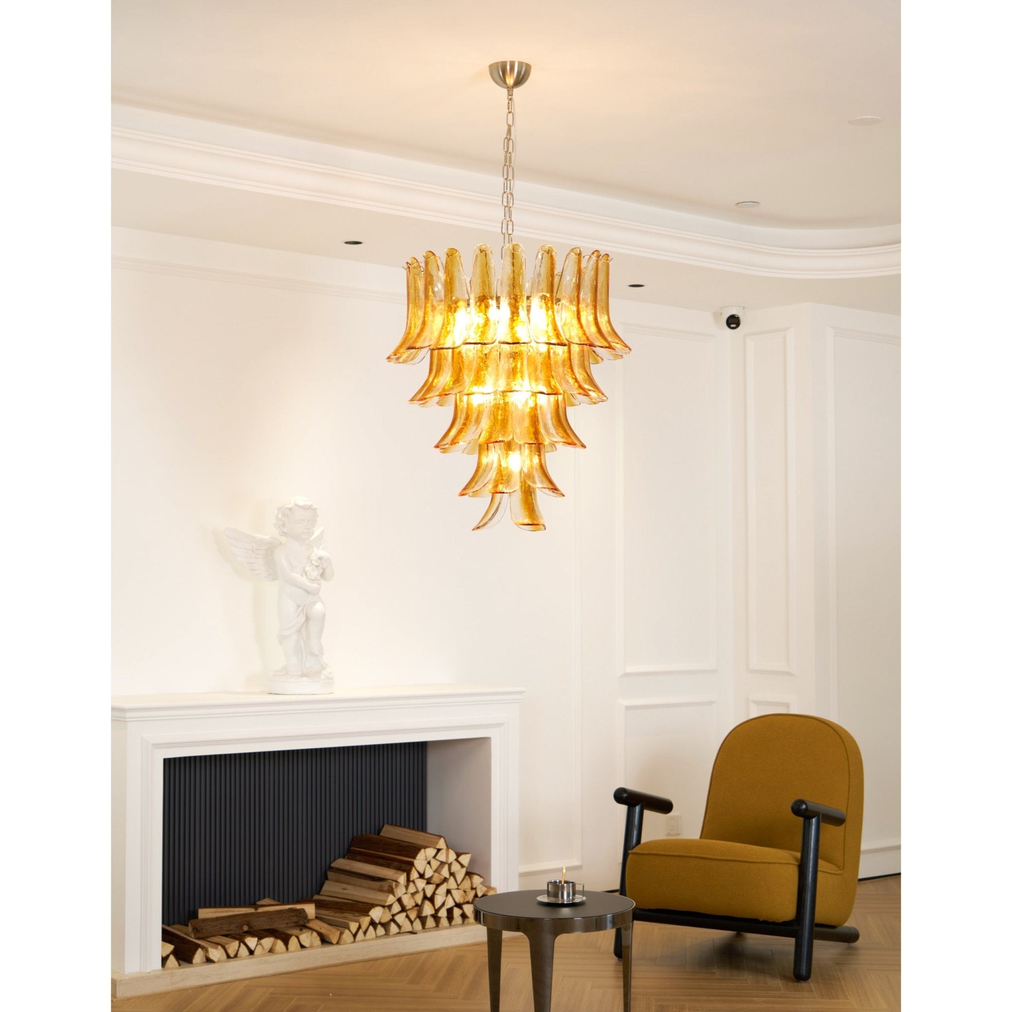 Liorisissa Chandelier Amber Lily Murano Glass Layered Centerpiece