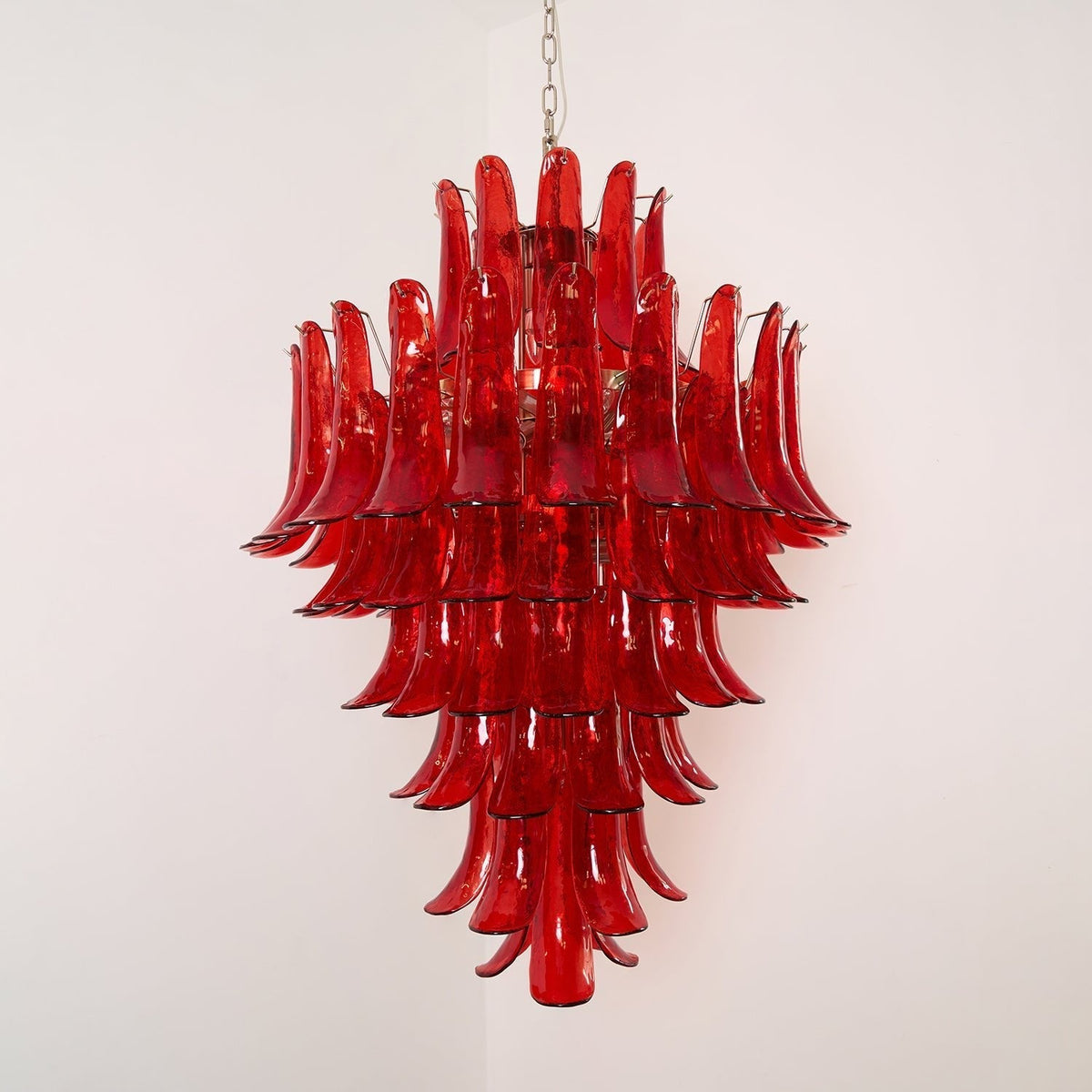 Celuena Chandelier Crimson Murano Petals Bold Art Glass