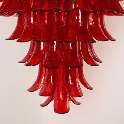 Celuena Chandelier Crimson Murano Petals Bold Art Glass