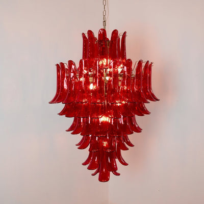 Celuena Chandelier Crimson Murano Petals Bold Art Glass