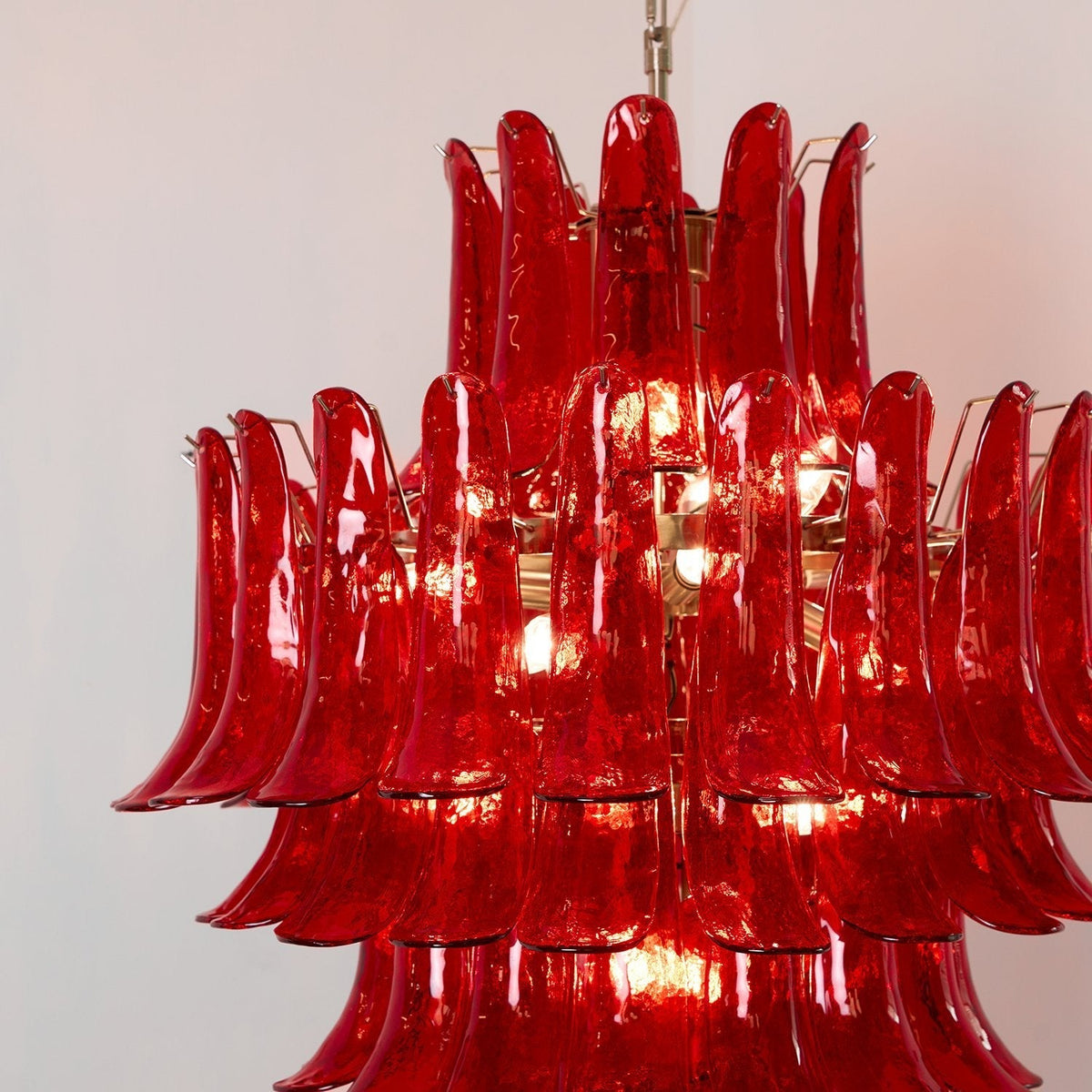Celuena Chandelier Crimson Murano Petals Bold Art Glass