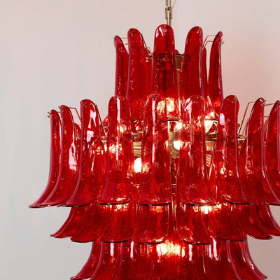 Celuena Chandelier Crimson Murano Petals Bold Art Glass