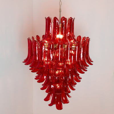 Celuena Chandelier Crimson Murano Petals Bold Art Glass
