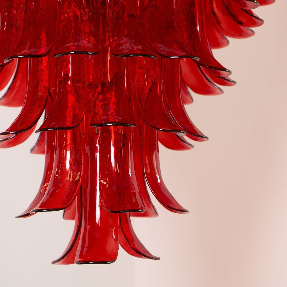 Celuena Chandelier Crimson Murano Petals Bold Art Glass