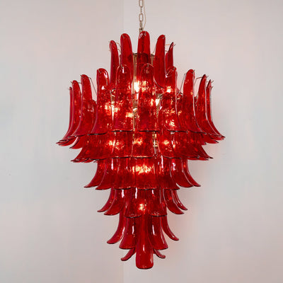 Celuena Chandelier Crimson Murano Petals Bold Art Glass