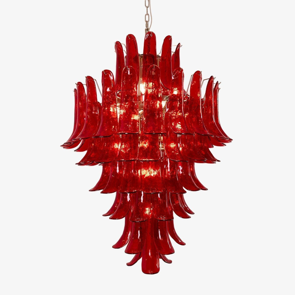 Celuena Chandelier Crimson Murano Petals Bold Art Glass