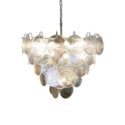 Liorerora Chandelier Iridescent Murano Glass Disc