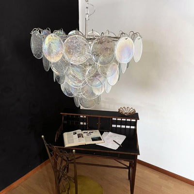 Liorerora Chandelier Iridescent Murano Glass Disc