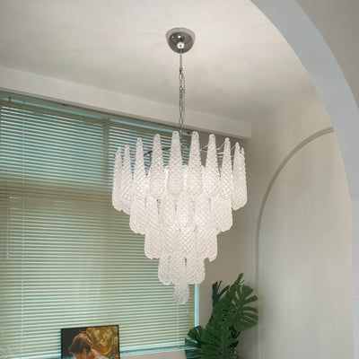 Velerine Chandelier Clear Murano Glass Dewdrop Layered