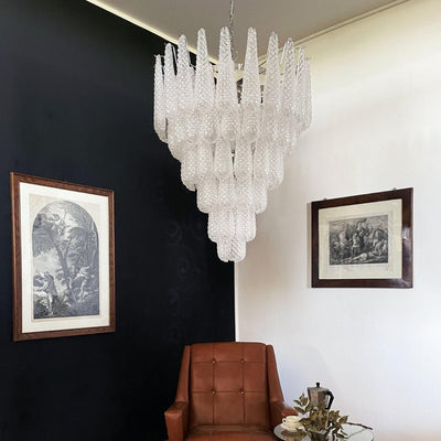 Velerine Chandelier Clear Murano Glass Dewdrop Layered
