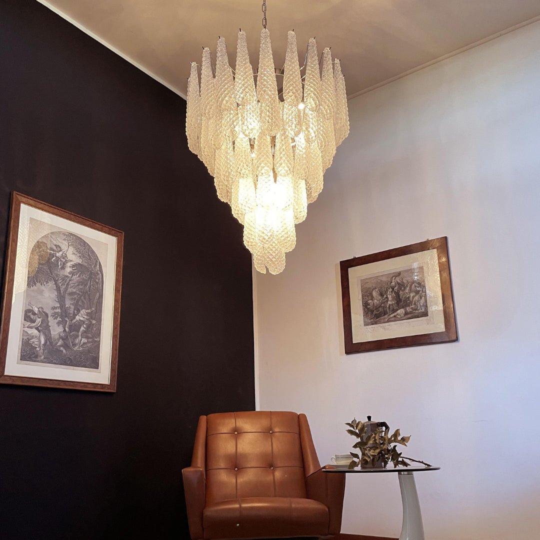 Velerine Chandelier Clear Murano Glass Dewdrop Layered