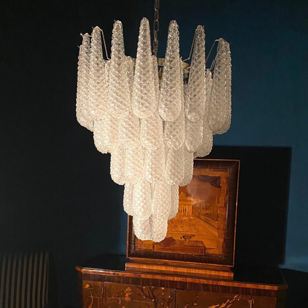Velerine Chandelier Clear Murano Glass Dewdrop Layered