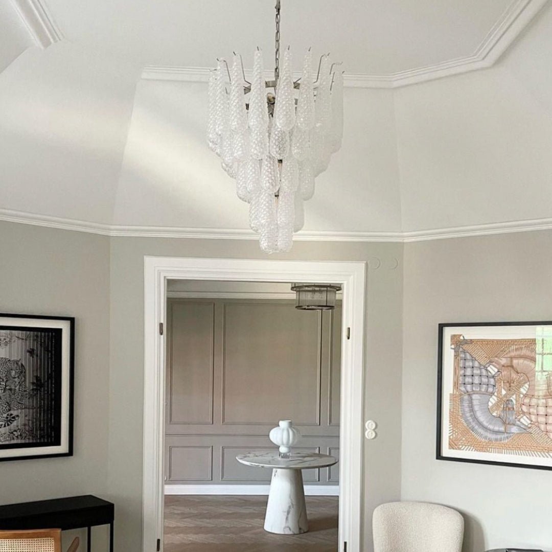 Velerine Chandelier Clear Murano Glass Dewdrop Layered