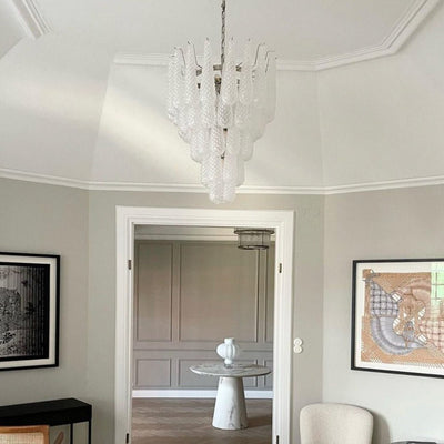 Velerine Chandelier Clear Murano Glass Dewdrop Layered