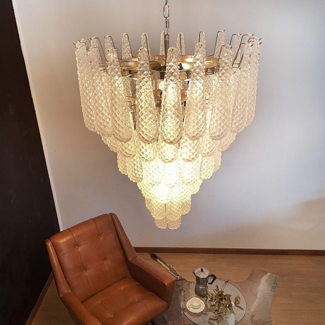 Velerine Chandelier Clear Murano Glass Dewdrop Layered