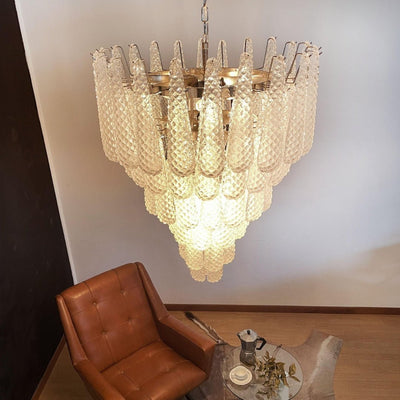Velerine Chandelier Clear Murano Glass Dewdrop Layered