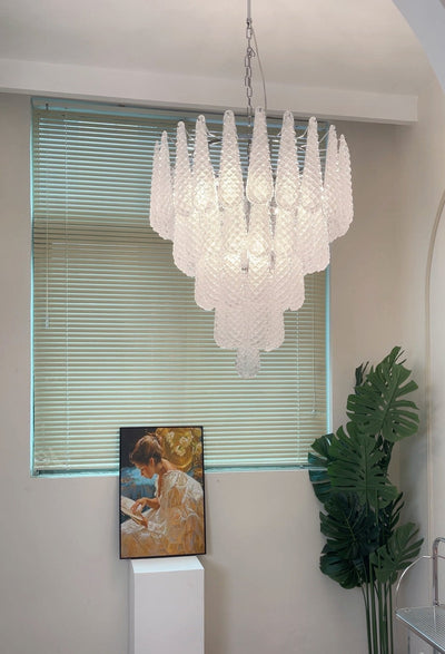 Velerine Chandelier Clear Murano Glass Dewdrop Layered